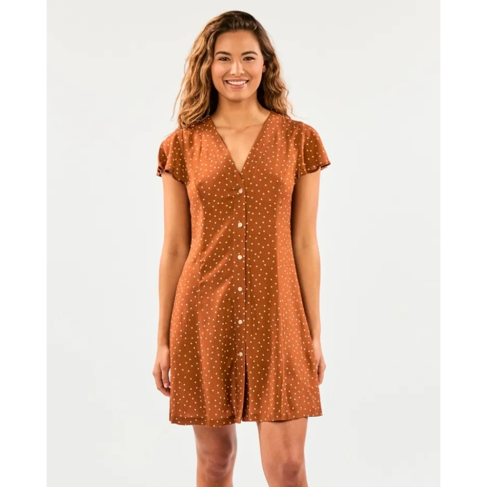 NWOT Ripcurl Dreamer Polka Dot Dress - XXS - Burnt Orange and White